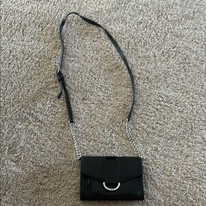 Nine West Sleek Black Crossbody Bag with Silver Hardware
